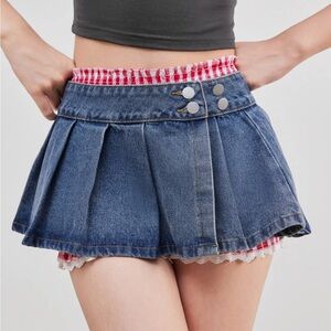 Low Rise Denim Mini Skirt